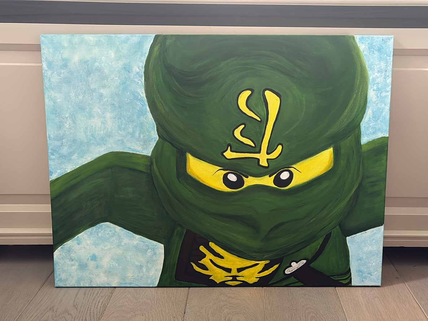 Canvas LEGO  Ninjago 80x60cm, Ophalen, Zo goed als nieuw, Ophangbaar, Wanddecoratie