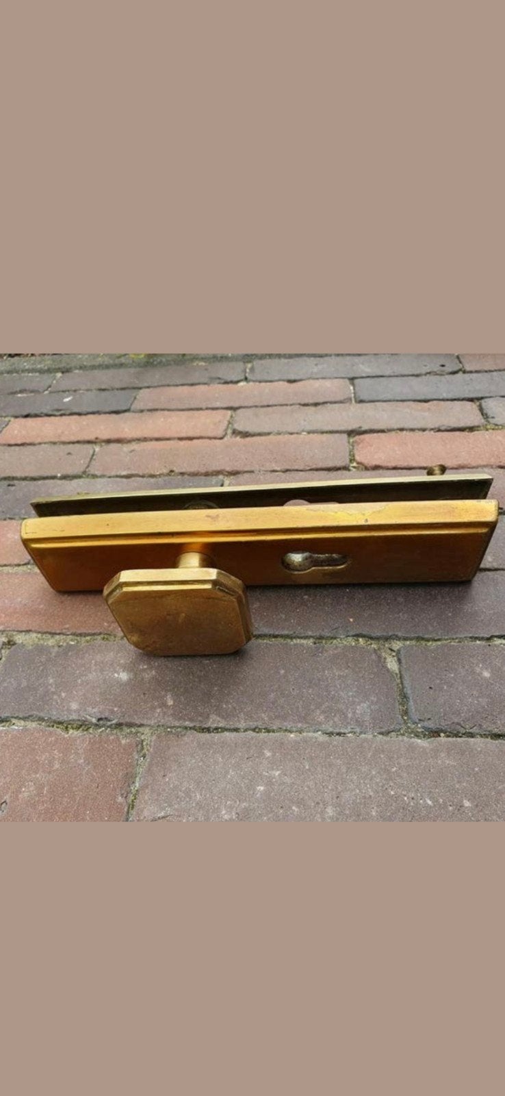 Art Deco, zeer zware en robuuste koperen Buitendeur beslag, Ophalen of Verzenden, Koper of Messing, Klink of Kruk
