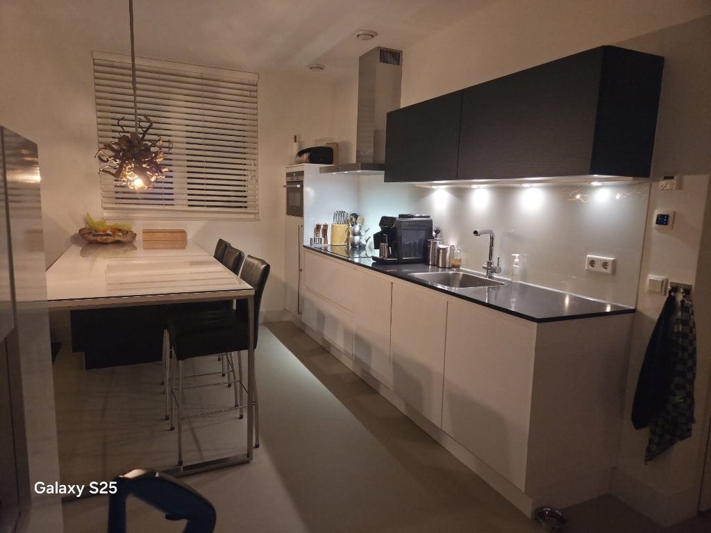 Keuken Hoogglans Wit incl. apparatuur SIEMENS en eettafel, Ophalen, Gebruikt, Wit, Enkelwandige keuken