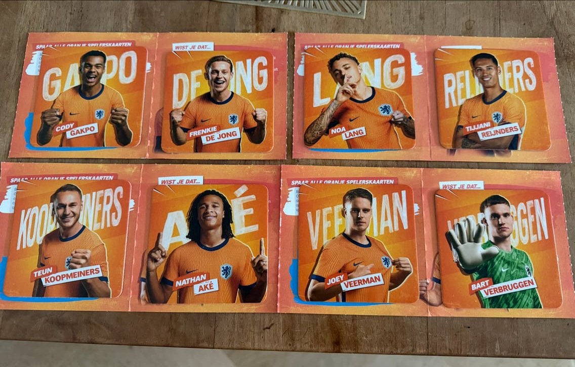 Oranje Spelerskaarten Albert Heijn - WK Voetbal, Ophalen of Verzenden, Zo goed als nieuw, Overige sporten, Spelerskaart