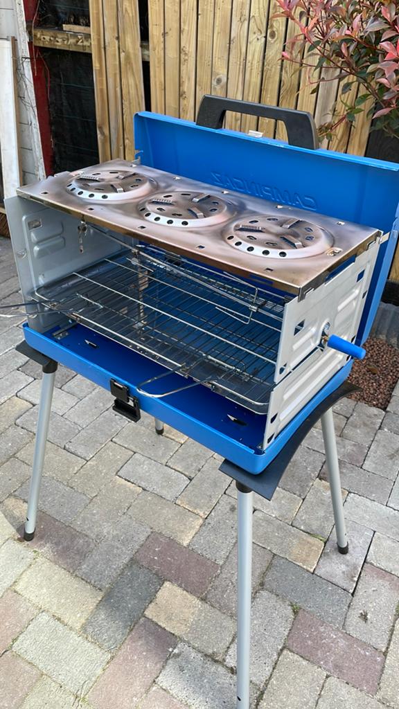 Campingaz 3-pits gasfornuis met oven en grill, Ophalen of Verzenden, Gebruikt