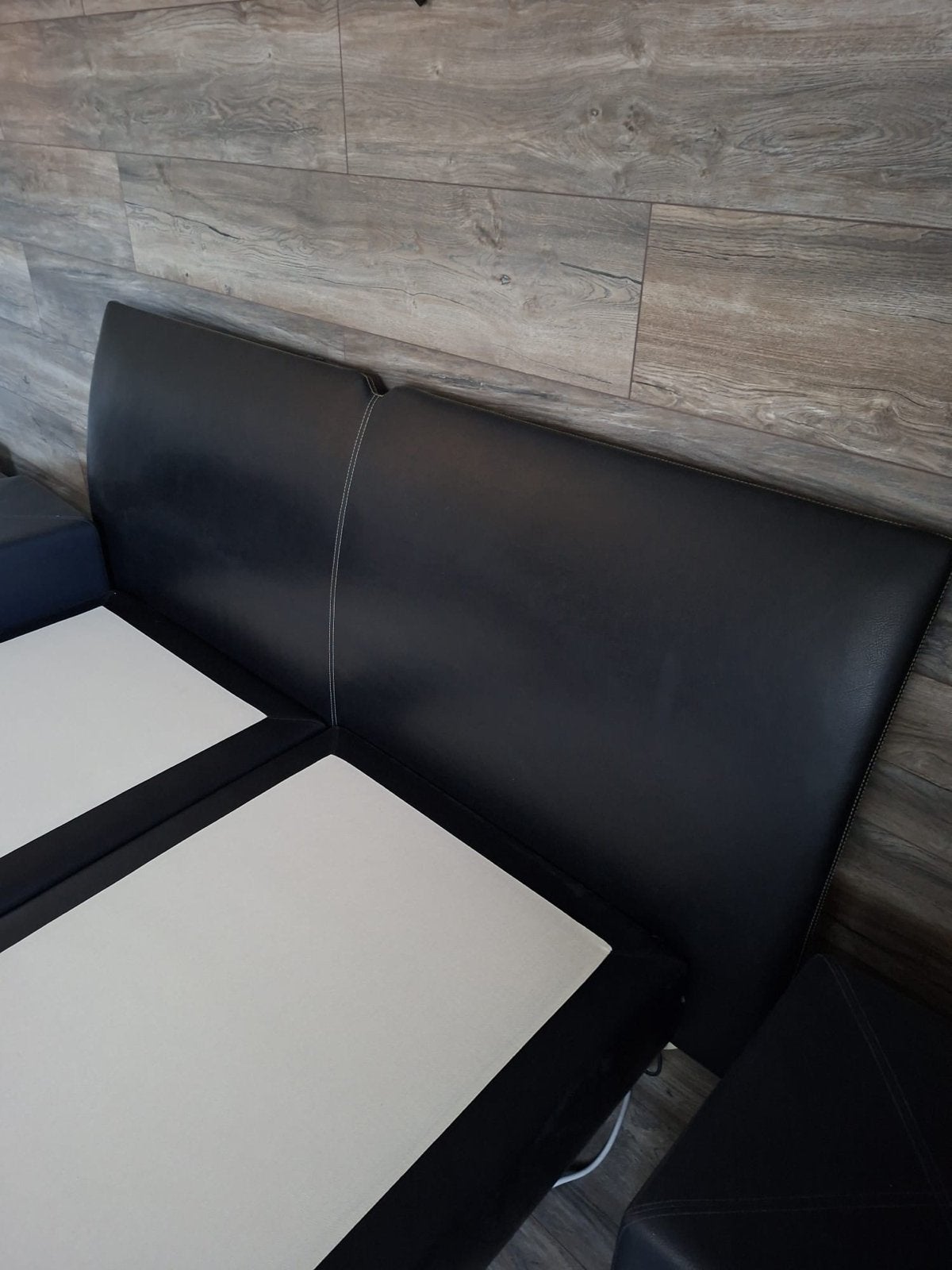 Gratis Boxspring 160x200 Zwart Leer, Ophalen, Gebruikt, Zwart, Tweepersoons