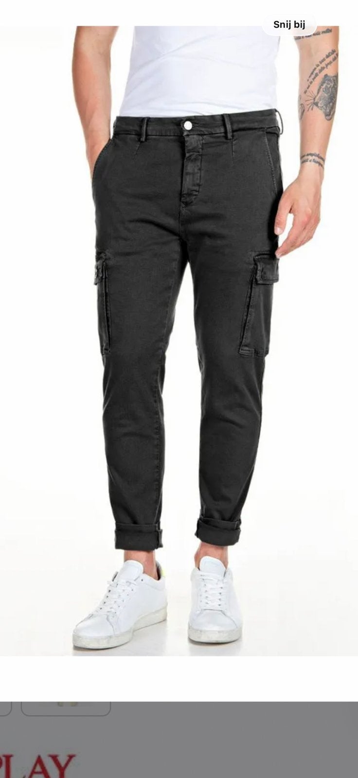 Replay cargo broek jaan hyperflex maat 36-32, Ophalen of Verzenden, Zo goed als nieuw, Maat 56/58 (XL), Zwart