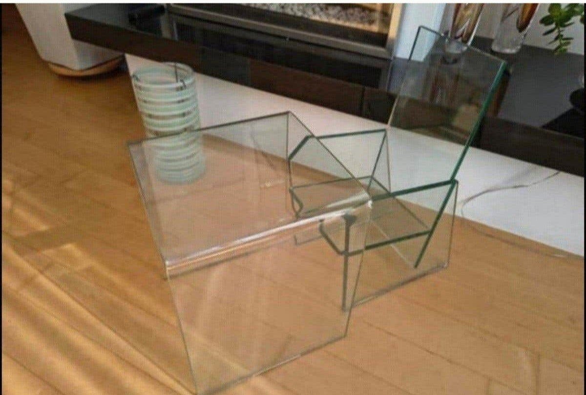 Glazen bijzettafel en stoeltje eventueel voor poppen, Huis en Inrichting, Ophalen