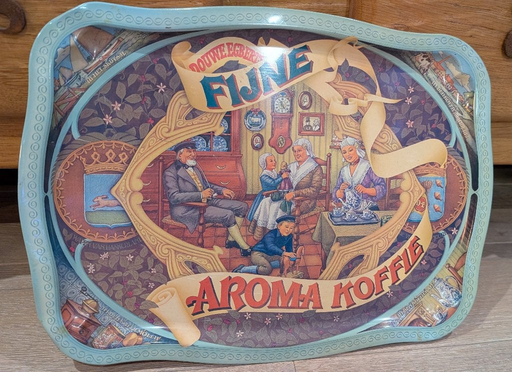 Vintage Retro Douwe Egberts dienblad (geen sticker), Ophalen, Gebruikt, Rechthoekig, Metaal