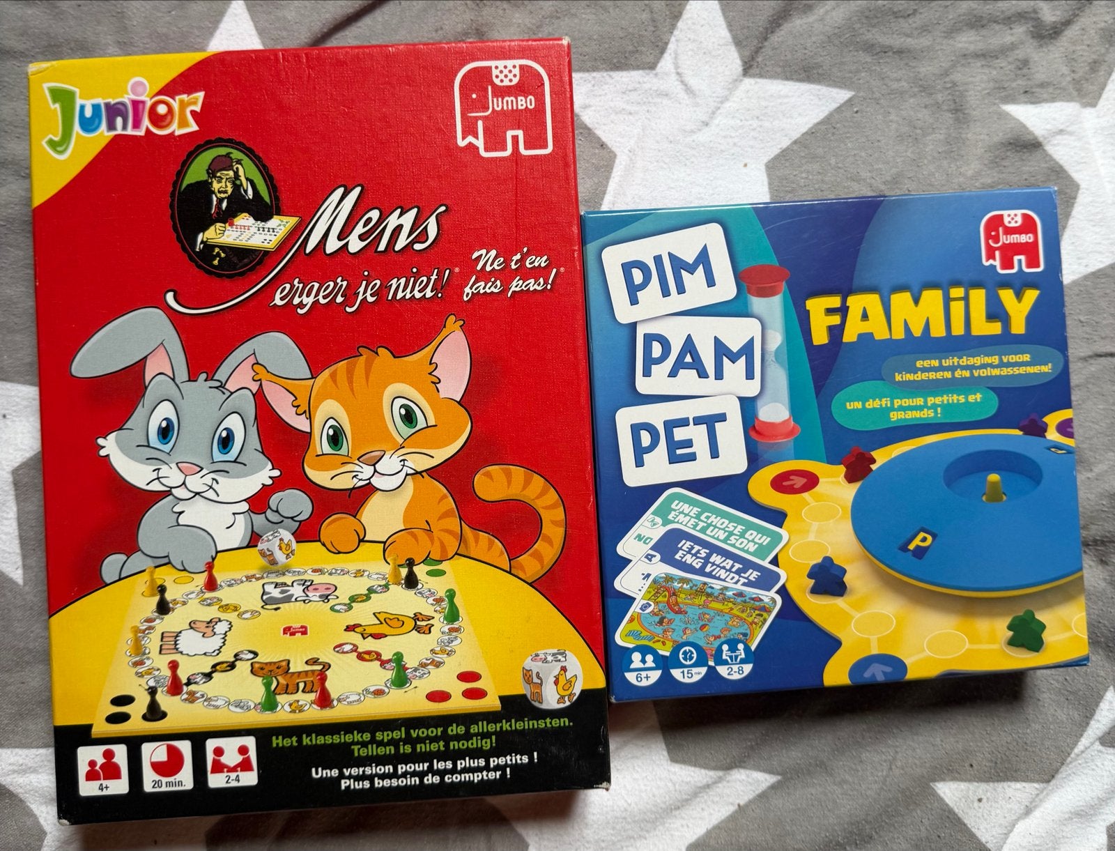 Jumbo Mens Erger Je Niet Junior & Pim Pam Pet Family, Een of twee spelers, Ophalen, Zo goed als nieuw
