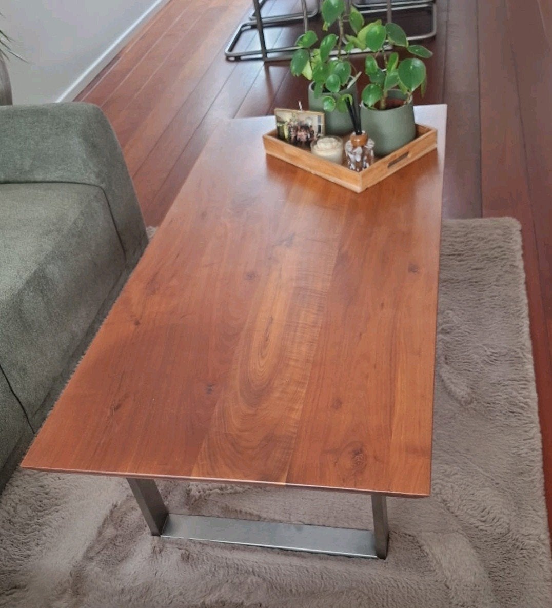 Salontafel notenhout, Ophalen, 100 tot 150 cm, 50 tot 100 cm, Zo goed als nieuw