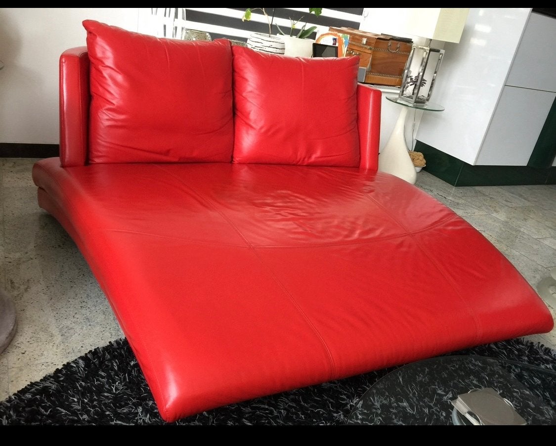 Rolf Benz LC2800 Design Leren Sofa Rood, Gebruikt, 150 tot 200 cm, Tweepersoons, Leer