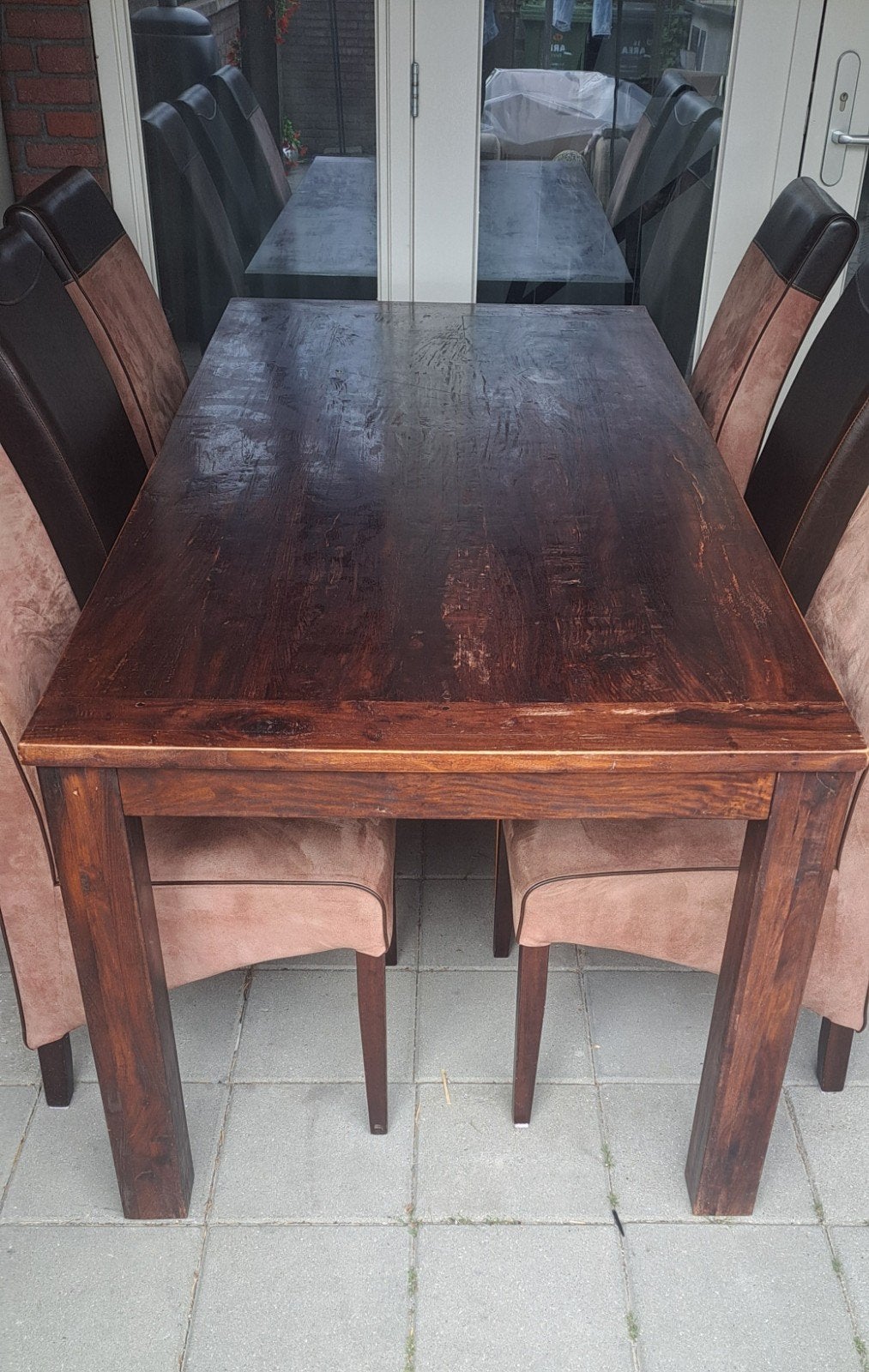 Mooie koloniale eettafel plus 6 stoelen, Ophalen, Gebruikt