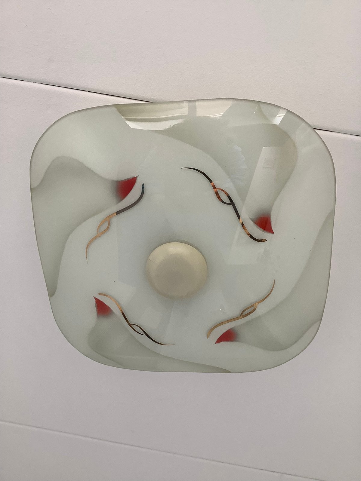 Vintage glazen plafonniere schaallamp, Ophalen of Verzenden, Gebruikt, Glas