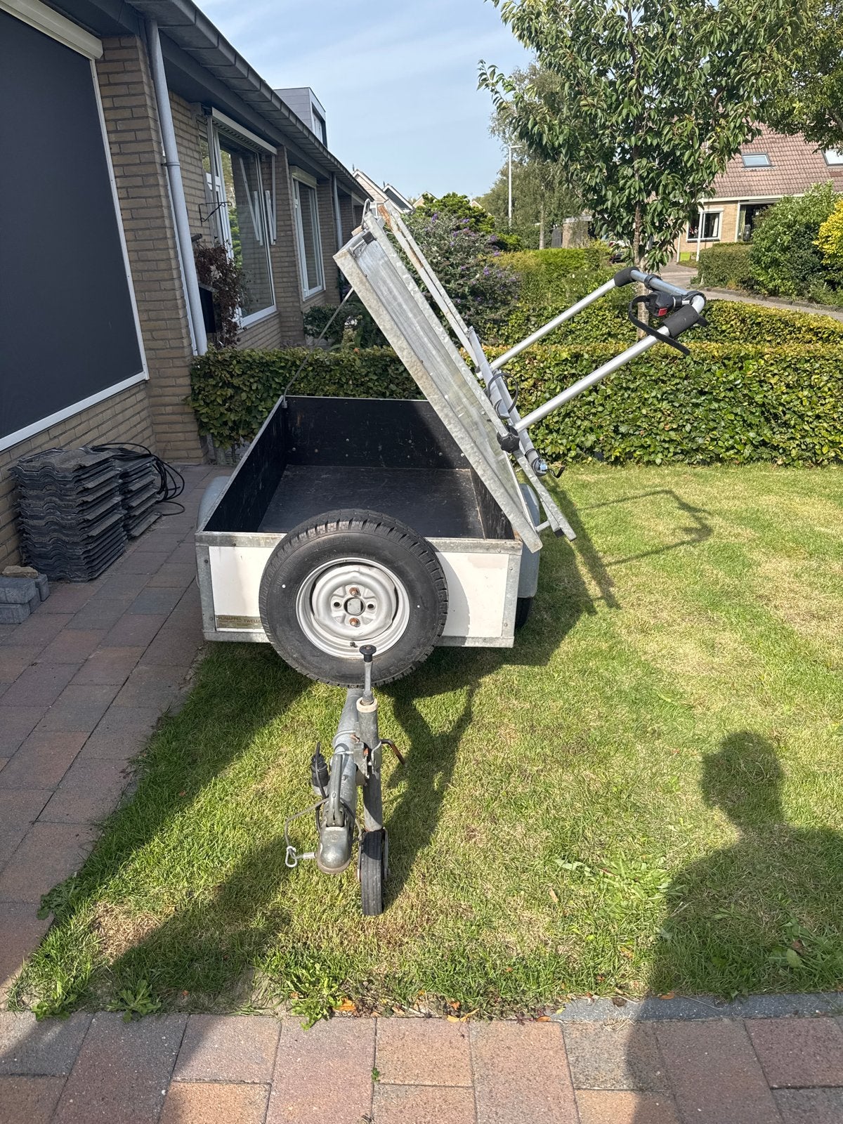 Compacte aanhanger met deksel en reservewiel, Auto diversen, Aanhangers en Bagagewagens, Ophalen, Gebruikt