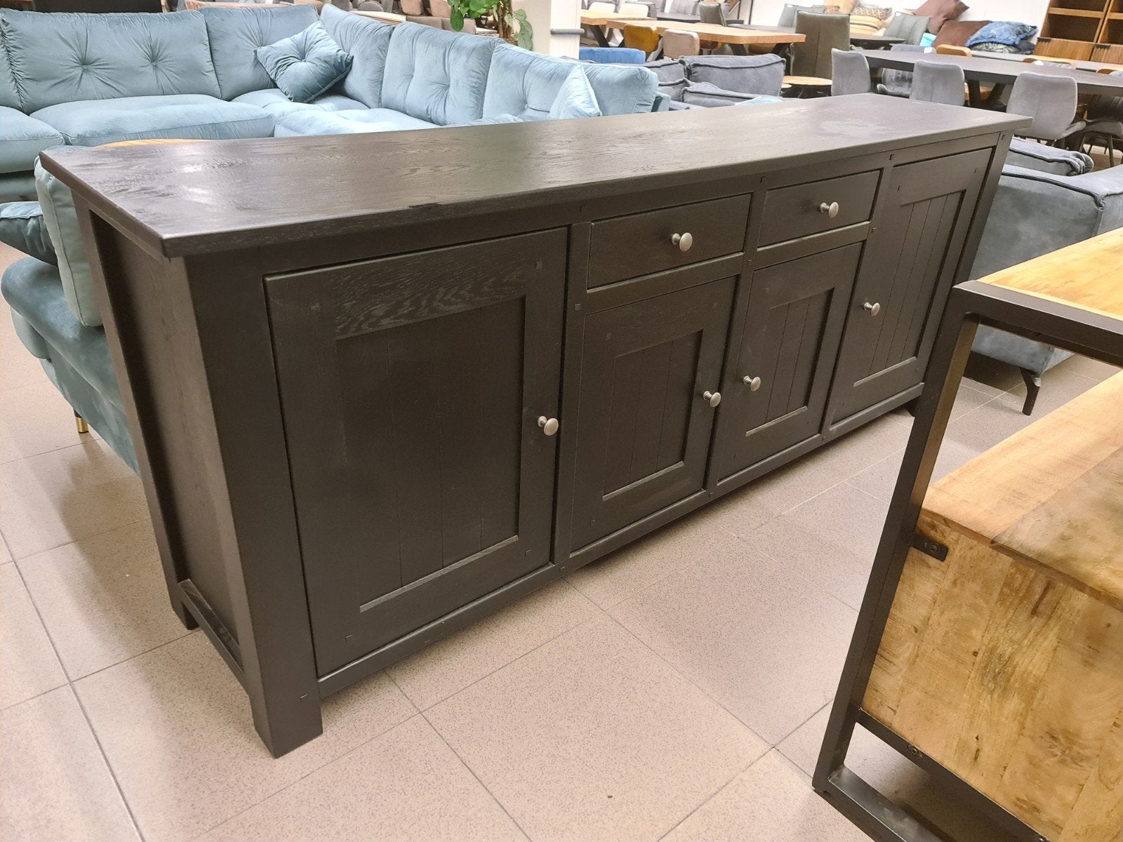 nieuw landelijk dressoir 234x92x53cm massief eiken €445, Ophalen, Hout, Zwart, .
