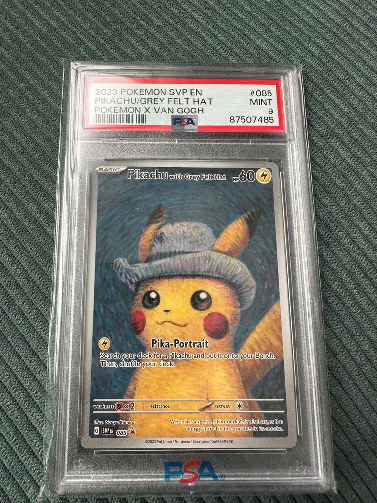 Pikachu with Grey Felt Hat  (SVP 085) in PSA 9, Ophalen, Zo goed als nieuw, Losse kaart