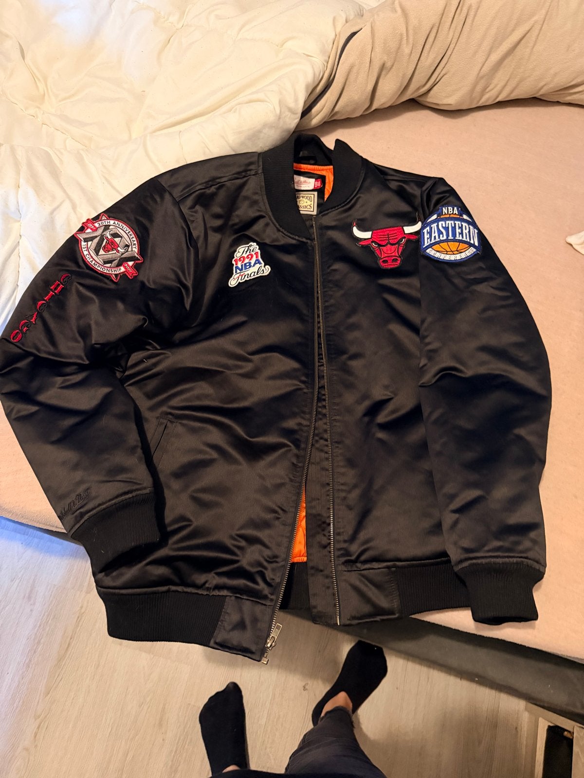 Mitchell & Ness Chicago Bulls NBA Finals Bomberjack, Ophalen, Nieuw, Maat 56/58 (XL), Zwart