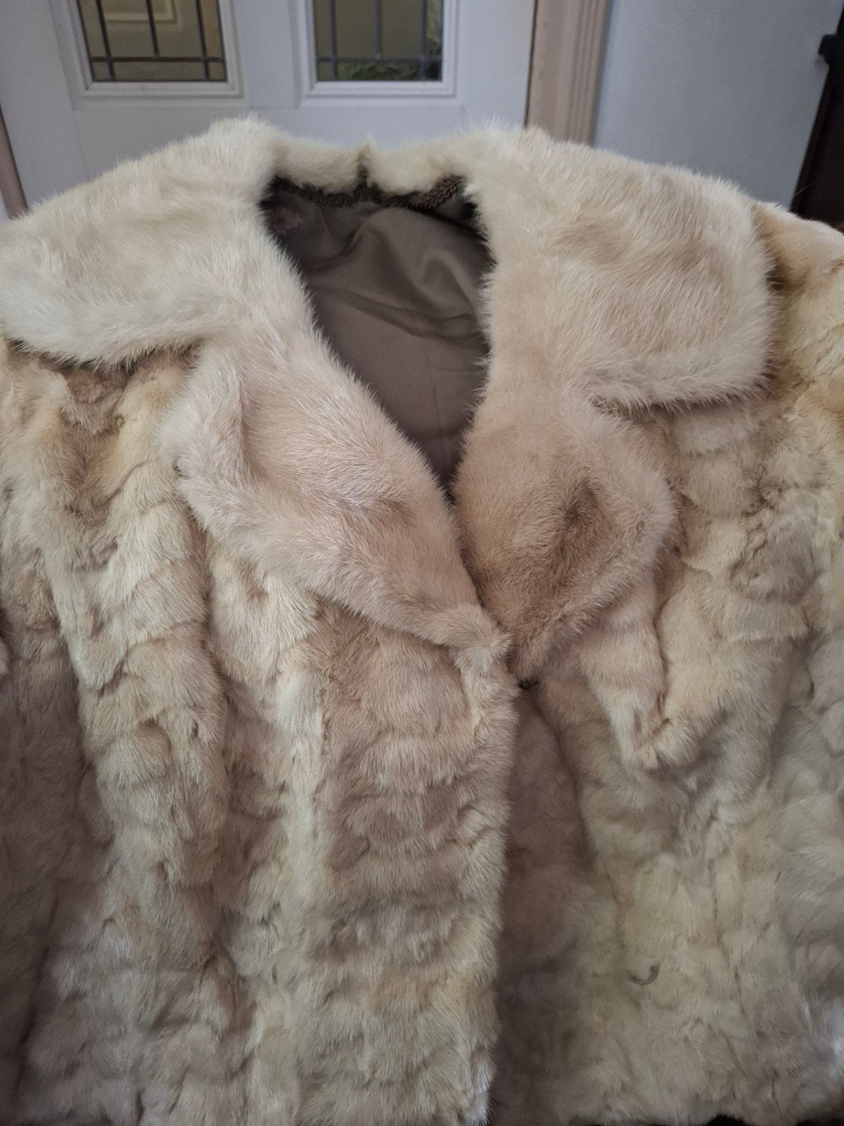 Vintage bontjas, crème/beige, maat M, Kleding | Dames, Jassen | Winter, Beige, Ophalen of Verzenden, Onbekend, Maat 36 (S)
