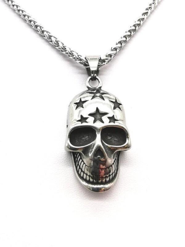 Edelstalen Skull Hanger Met Ketting, Ophalen of Verzenden, Nieuw, Zilver, Overige materialen