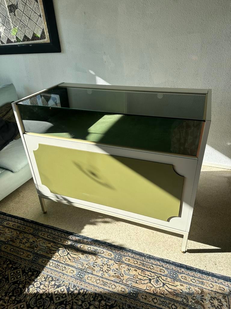 Vintage vitrine kast, Huis en Inrichting, Kasten | Vitrinekasten, Ophalen, Gebruikt, 100 tot 150 cm, 50 tot 100 cm