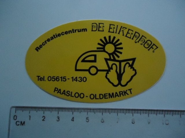 sticker oud PAASLOO Oldemarkt De EIKENHOF camping vakantie, Verzenden, Zo goed als nieuw, Bedrijf of Vereniging