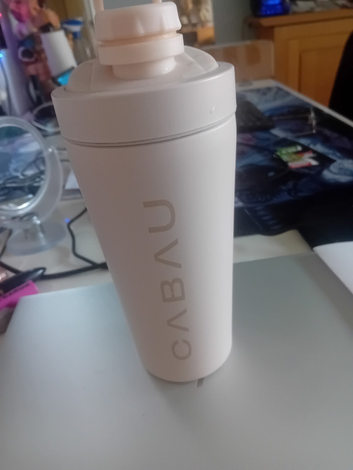 Cabau Waterfles/Shaker, Sport en Fitness, Ophalen of Verzenden, Gebruikt