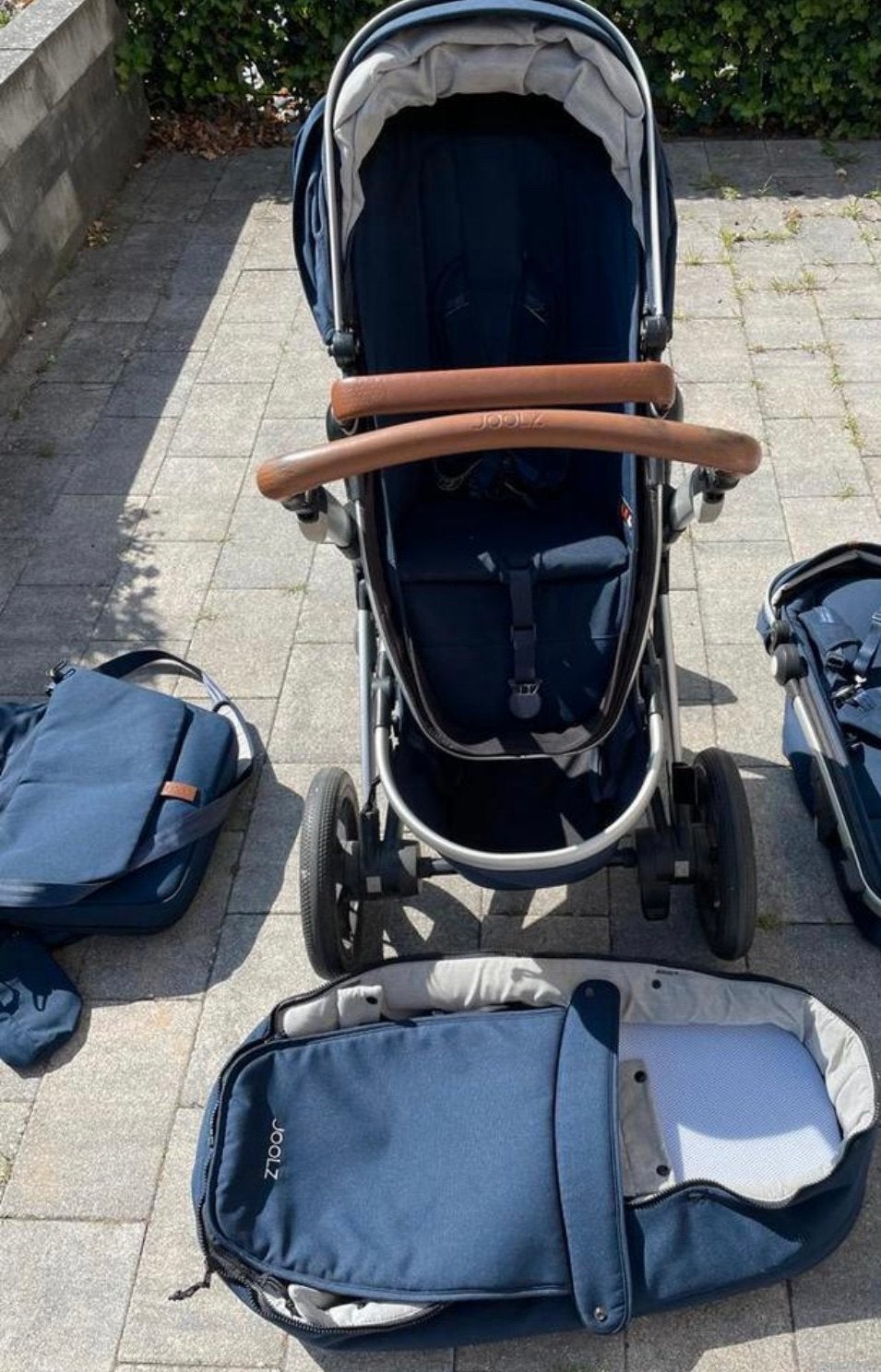 Joolz Geo2 kinderwagen blauw incl. luiertas en voetenzak, Gebruikt, Combiwagen, Verstelbare duwstang, Ophalen