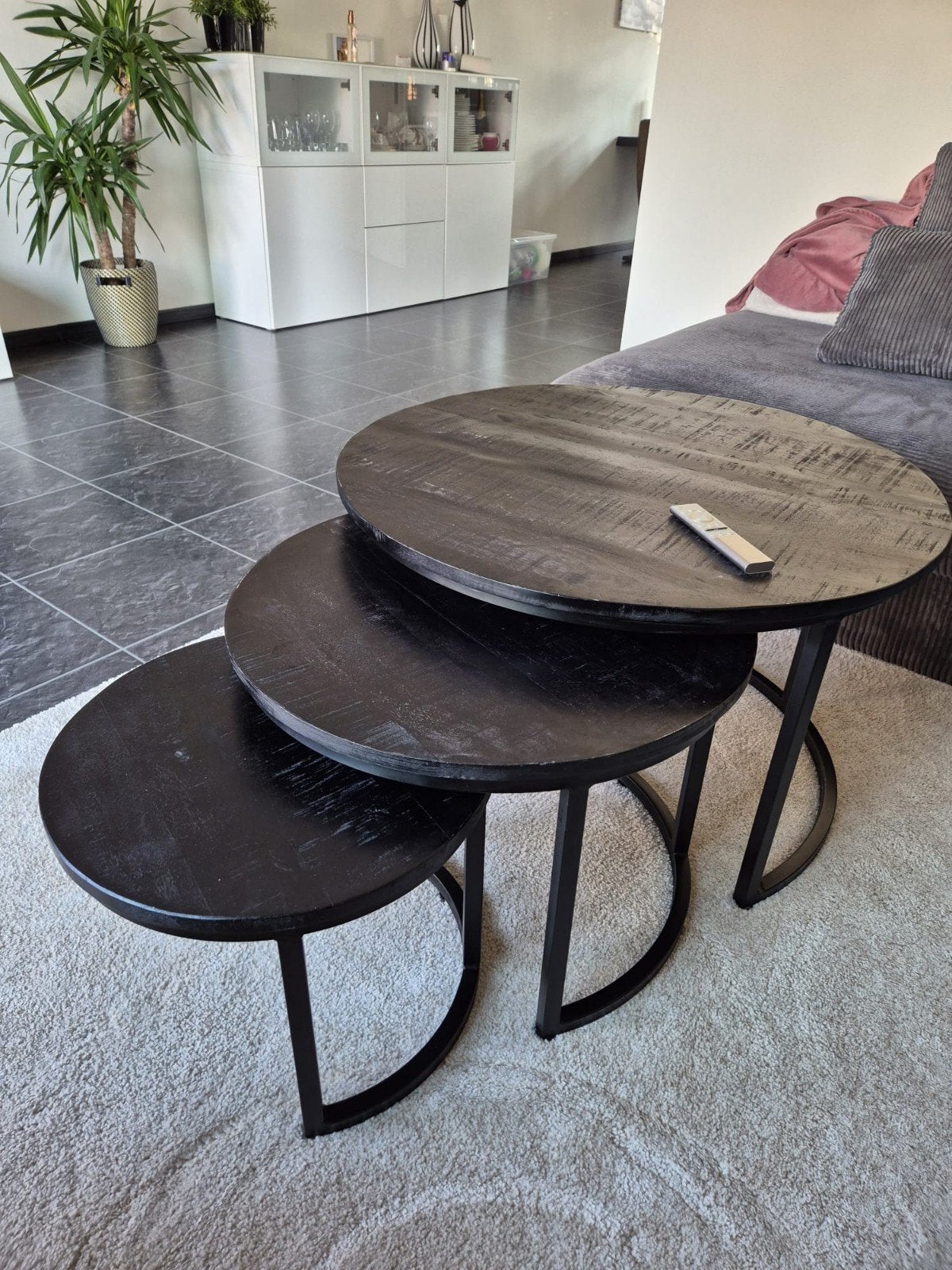 Set van 3 zwarte salontafels - Gebruikt, Ophalen of Verzenden