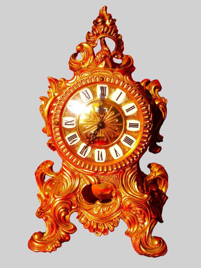 Mooi gedoreerd bronzen Cartel klok Schmid., Antiek en Kunst, Ophalen