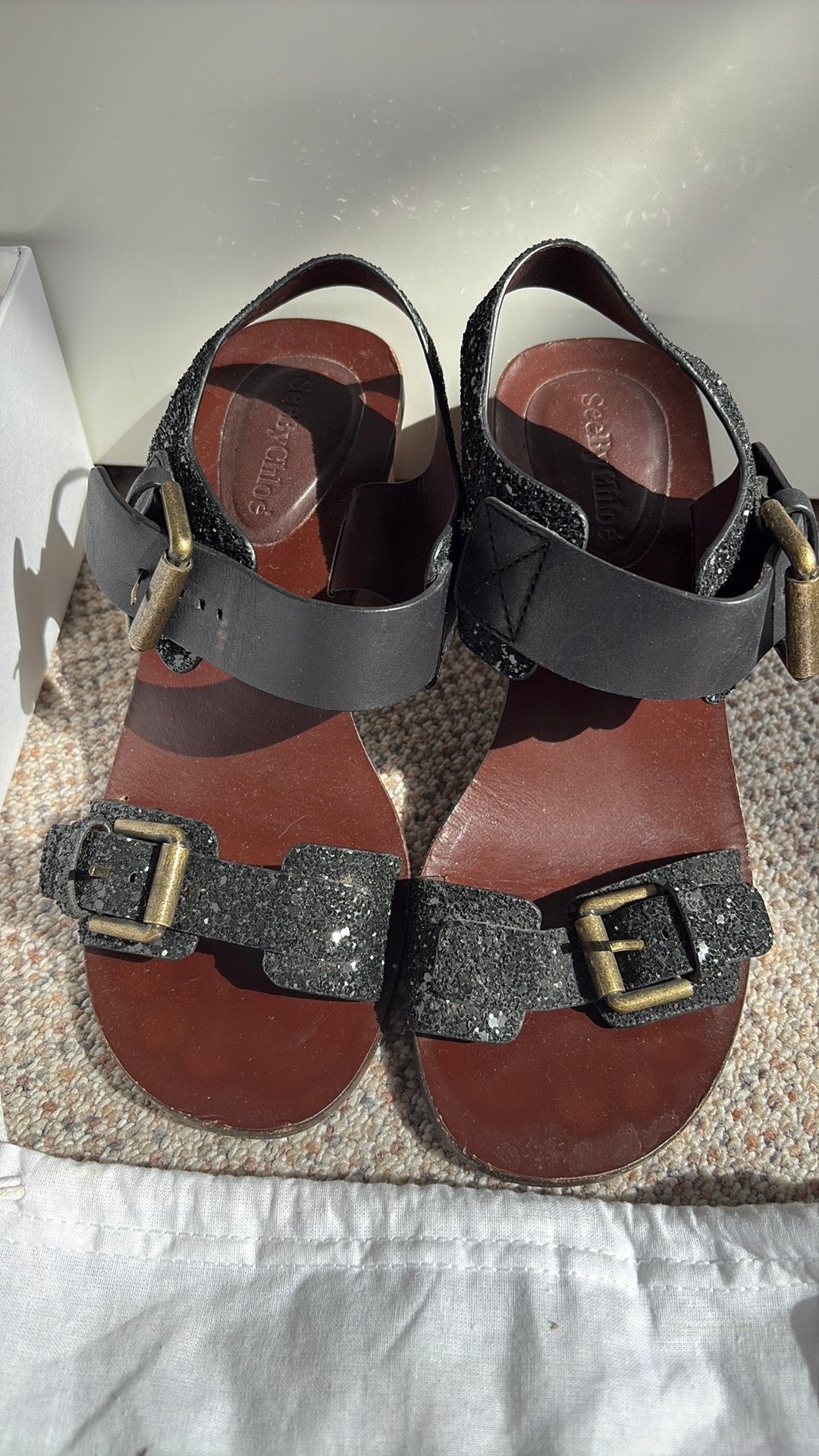 See by chloe sandalen 37 leer zgan, Ophalen of Verzenden, Zo goed als nieuw