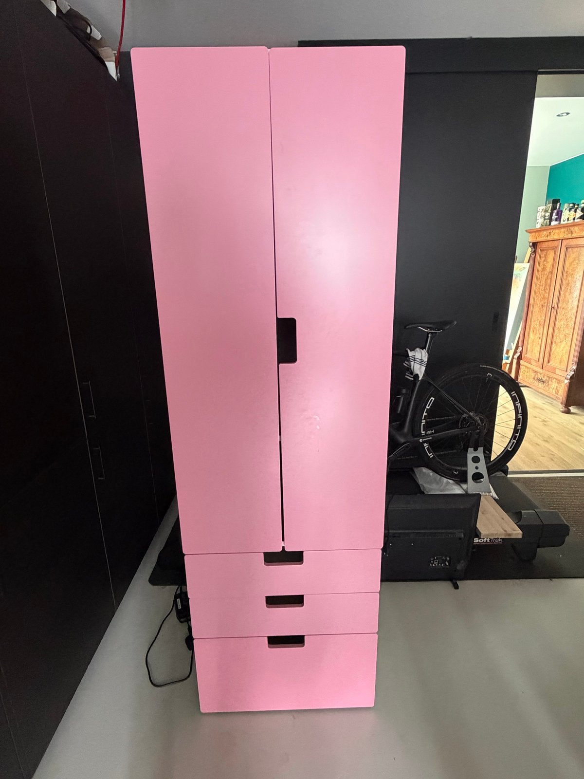 Roze IKEA Stuva kledingkast met lades en hangruimte, Ophalen, 200 cm of meer, 50 tot 100 cm, Zo goed als nieuw