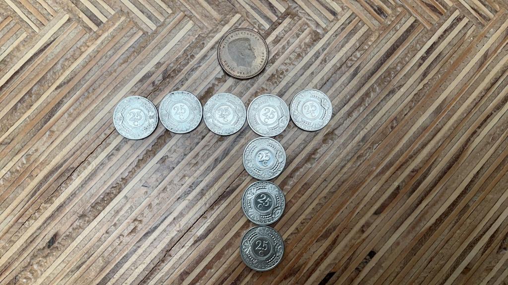 Nederlandse Antillen, 1 gulden, 25 cent diversen, Ophalen of Verzenden, Koningin Beatrix, 25 cent