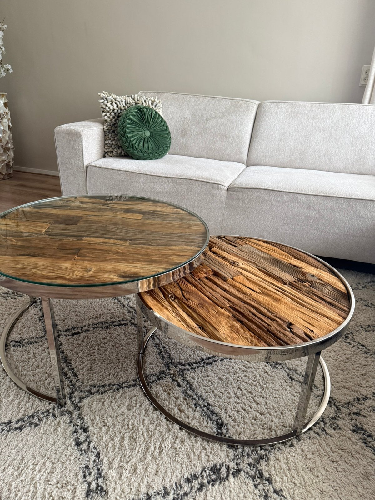 Zeer leuke salontafel zgan, Ophalen, 50 tot 100 cm, Rond, Glas