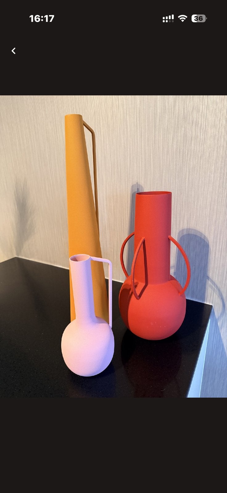 Set van 3 Polspotten vazen: Oranje, Roze, Rood, Ophalen, Overige materialen, Meerkleurig, Zo goed als nieuw