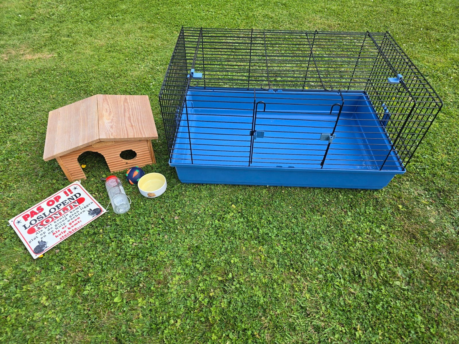 Konijnenkooi met toebehoren, Dieren en Toebehoren, Ophalen, 75 tot 110 cm, Kooi, Minder dan 60 cm