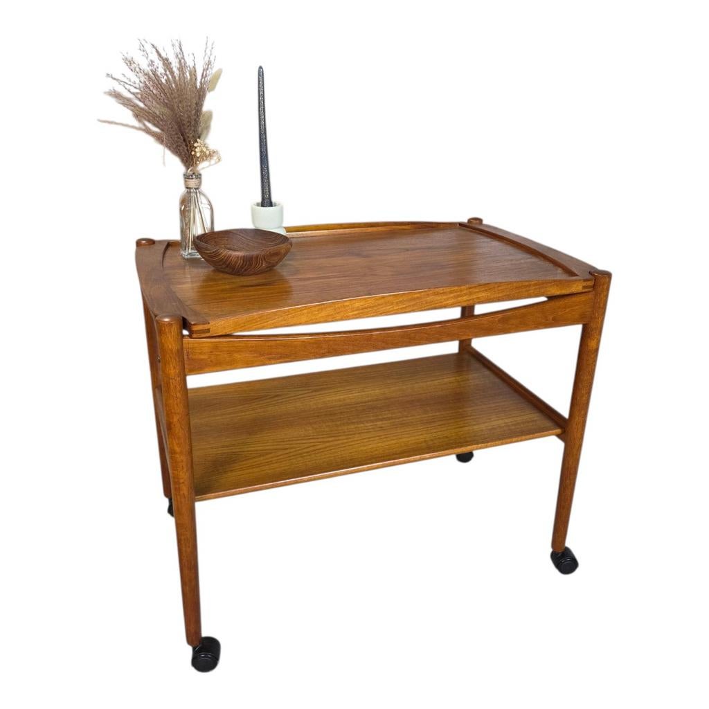 Poul Hundevad, vintage jaren 60 Teak trolley theewagen Deens, Ophalen, Gebruikt, Scandinavisch, Johannes Andersen, Dyrlund, Wegner