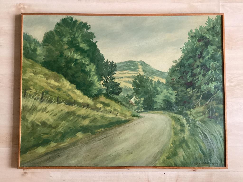 Schilderij, landschap, olieverf, J. F. Geusebroek, vintage, Ophalen