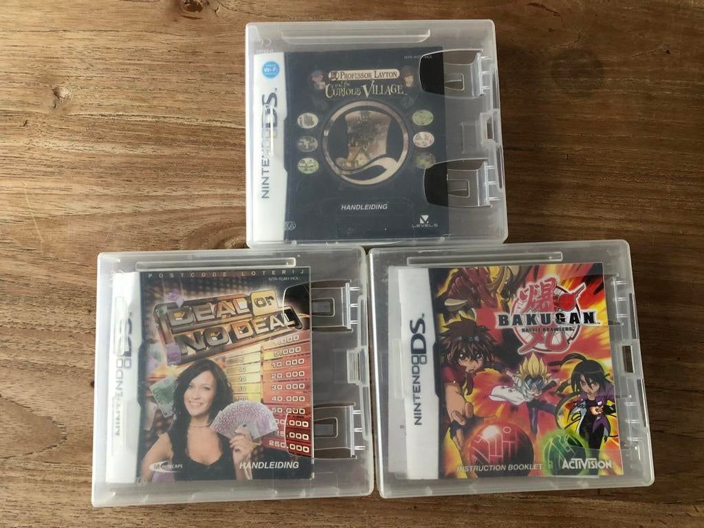 Nintendo DS spellen: Professor Layton, Deal or No Deal, Baku, Online, Puzzel en Educatief, Gebruikt, 1 speler