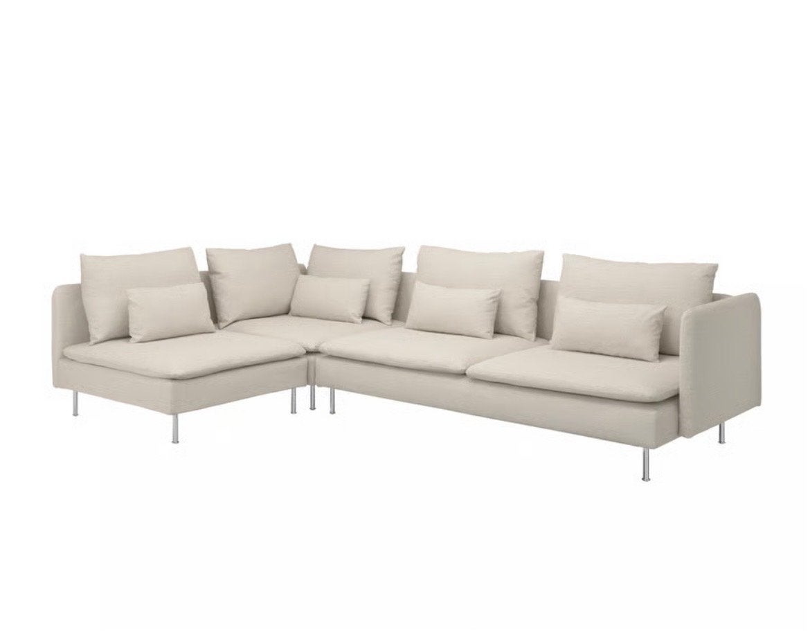 Ikea SÖDERHAMN Hoekbank, 4-zits, Gunnared beige, Ophalen, 100 tot 125 cm, Hoekbank, 300 cm of meer