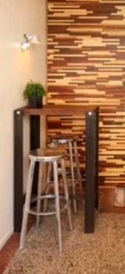 Stalen bar  + 2 Magis Deja‑Vu barkrukken (design, Italië), Ophalen, Gebruikt, 90 cm of meer, Hout