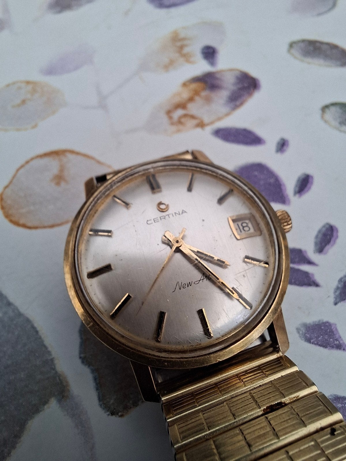Certina New Art Date 5321-108 massief gouden lunette, Overige merken, Met bandje, Polshorloge, Goud