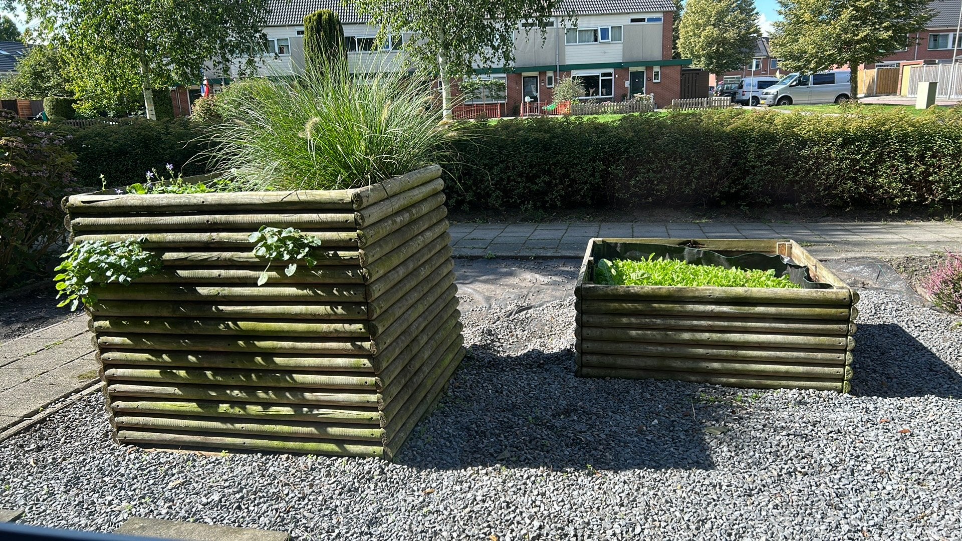 Grote houten bloembakken voor tuin of terras, Tuin en Terras, Ophalen, Gebruikt, 100 cm of meer, 60 cm of meer