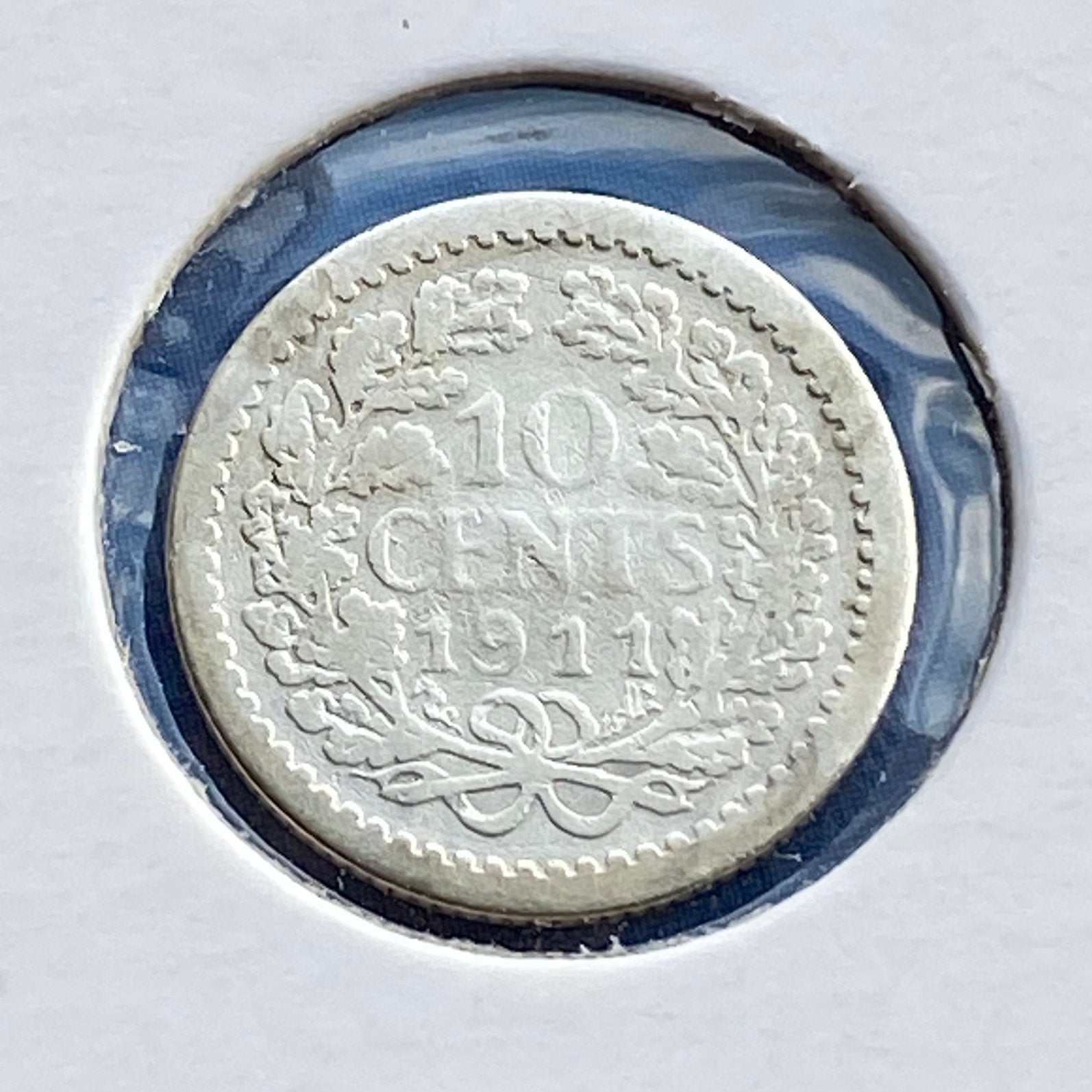 10 Cent / dubbeltje zilver uit 1911 van Wilhelmina, Verzenden, Zilver, 10 cent, Koningin Wilhelmina