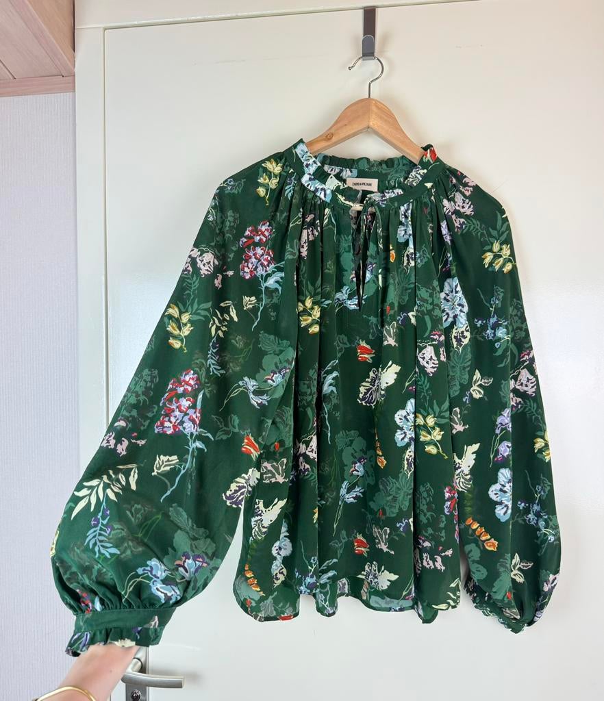 Zadig Voltaire 100% zijde silk blouse shirt floral bloemen L, Ophalen of Verzenden, Zo goed als nieuw, Maat 42/44 (L), Groen