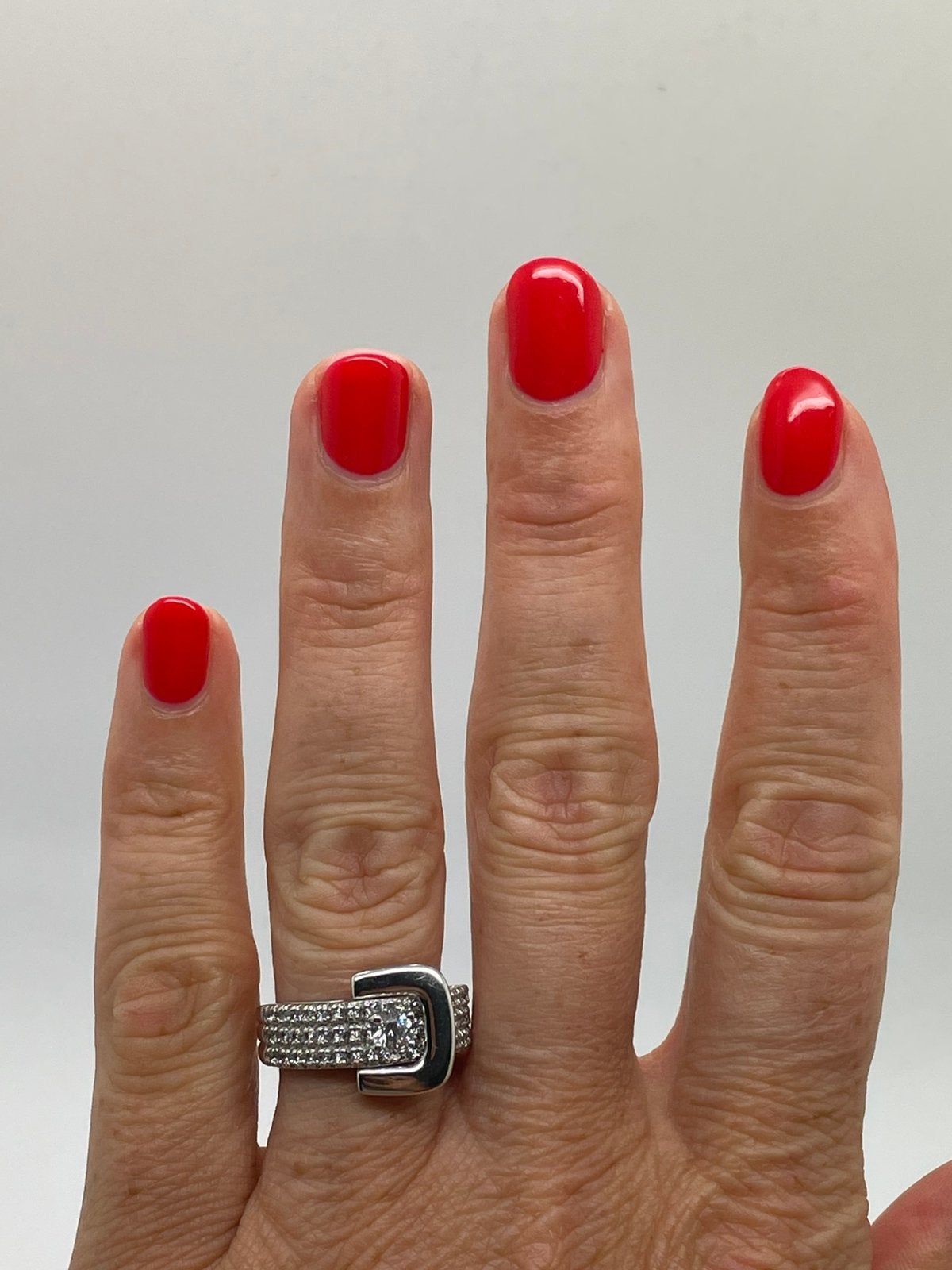 E975 Prachtige zilveren ring gesp maat 17,5, Sieraden, Tassen en Uiterlijk, Ophalen of Verzenden, X, Dame, Zilver