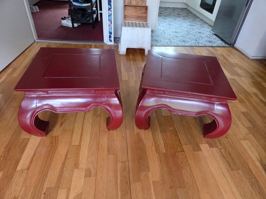 Opiumtafel roodbruin 50x50 cm met lichte gebruikssporen, Ophalen, Gebruikt, 50 tot 100 cm, Oosters, Aziatisch