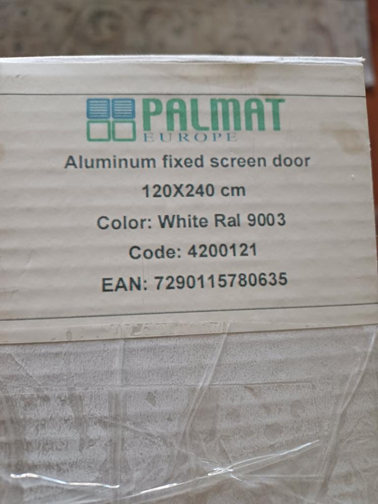 Palmat Aluminium Vaste Hordeur 120x240 cm Wit, Doe-het-zelf en Verbouw, Deuren en Horren, Ophalen, Hordeur, Nieuw, Metaal