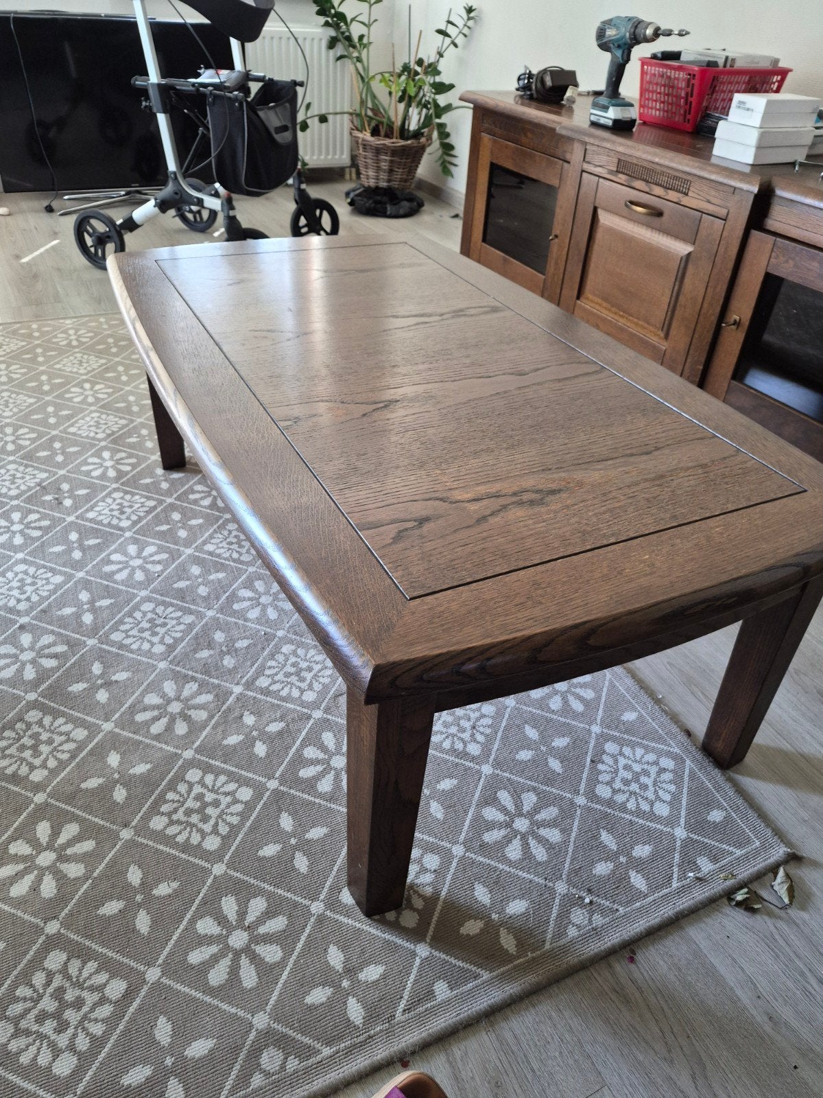 Salontafel met grote lade - 130x75x45 cm, Ophalen, Gebruikt
