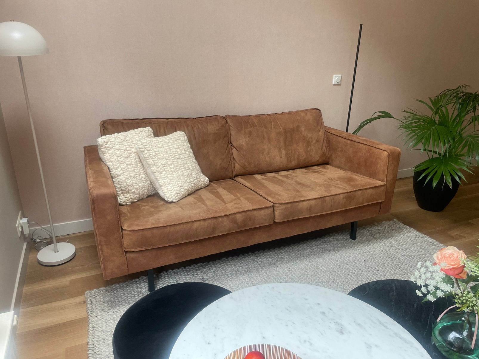 BePureHome Rodeo 2,5-zits bank - Ecoleer - Cognac - SNEL WEG, Ophalen, Gebruikt, Leer