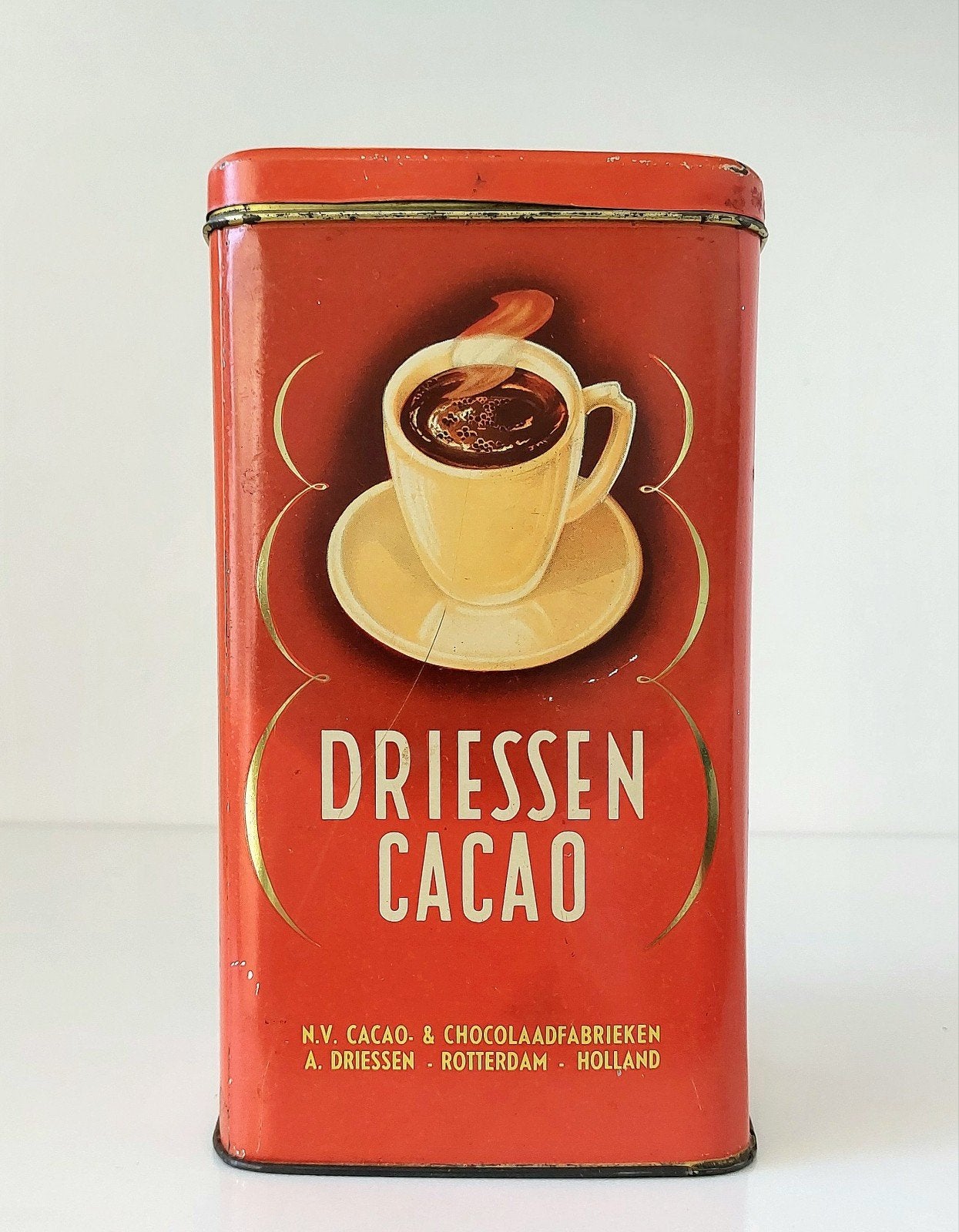 Oud Driessen Cacao Reclame Blik Rotterdam 500 gram, Verzenden, Gebruikt, Overige