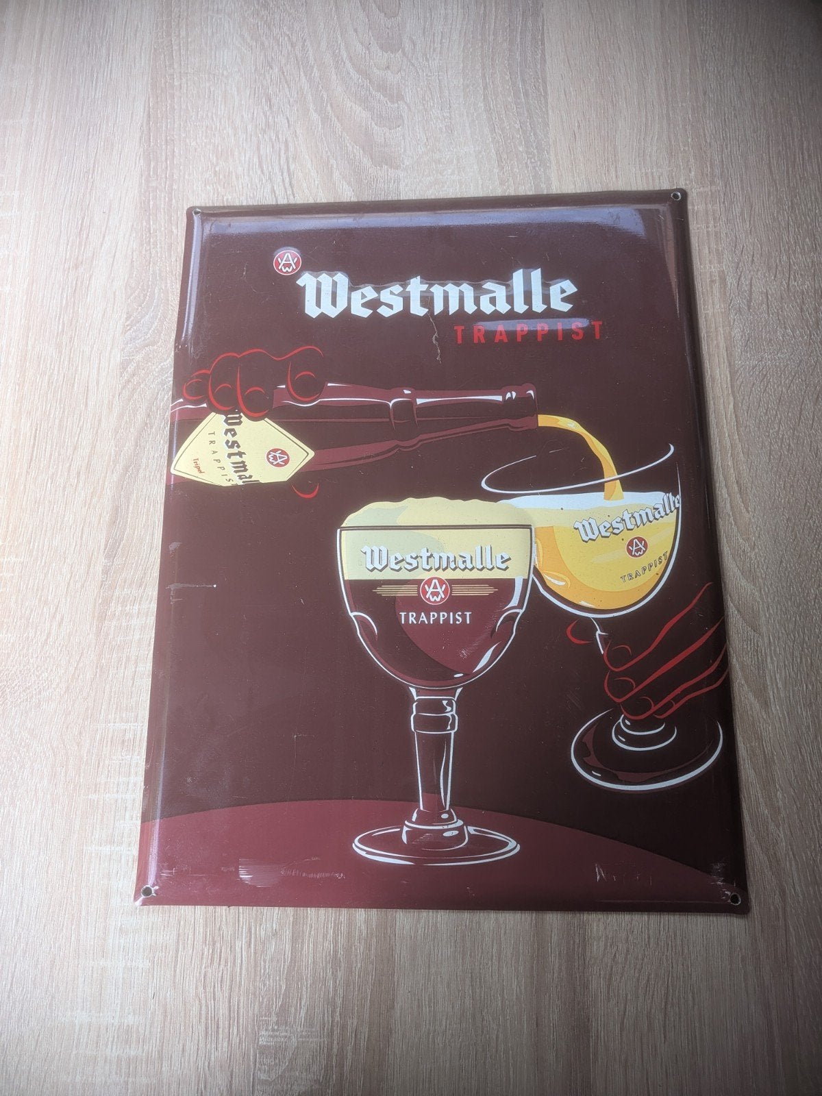 Westmalle Trappist Reclamebord - Vintage Bier Decoratie, Ophalen of Verzenden, Gebruikt, Reclamebord