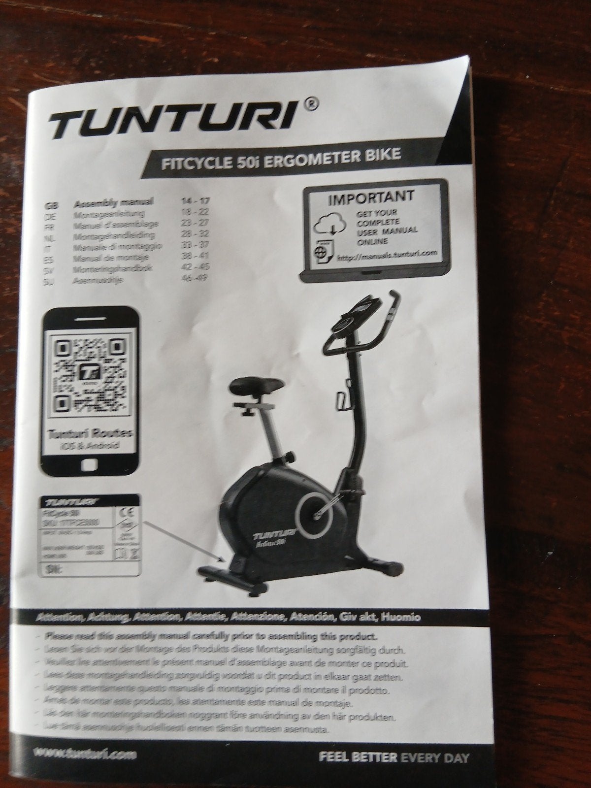 hometrainer Tunturi, Sport en Fitness, Fitnessapparatuur, Ophalen, Zo goed als nieuw, Hometrainer