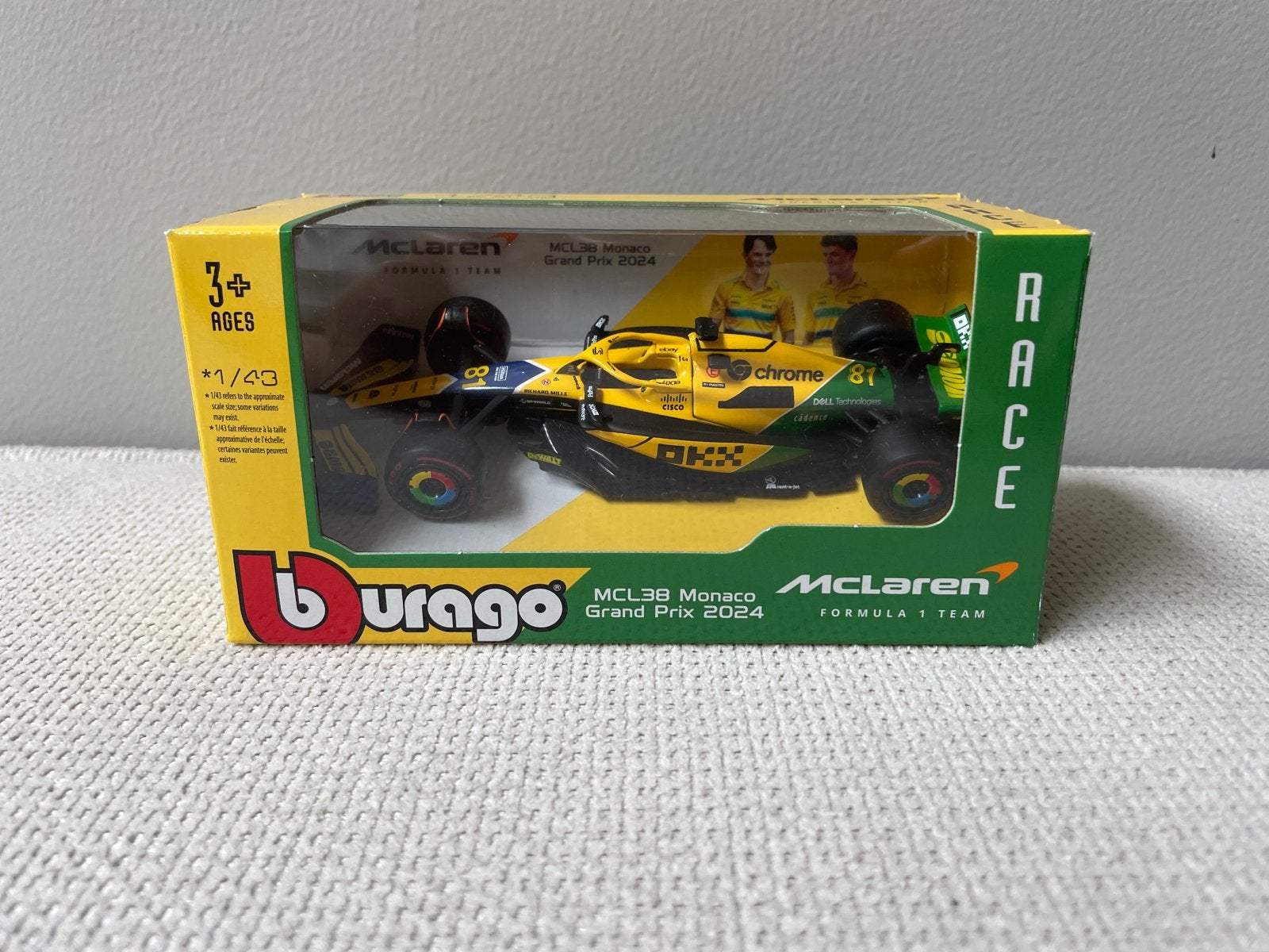 Bburago McLaren MCL38 Monaco Grand Prix 1:43, Ophalen of Verzenden, Nieuw, Auto, Overige merken